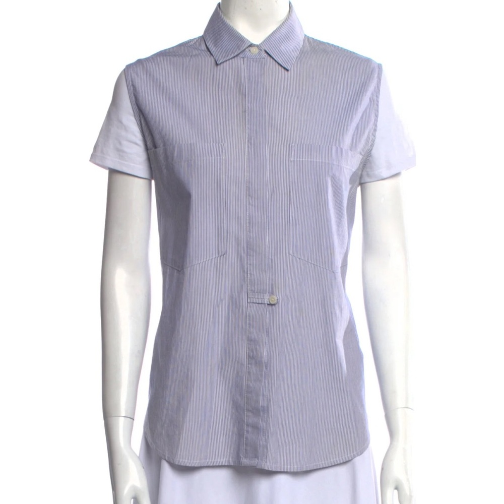 DEREK LAM 10 CROSBY
Striped Short Sleeve Button-Up Top